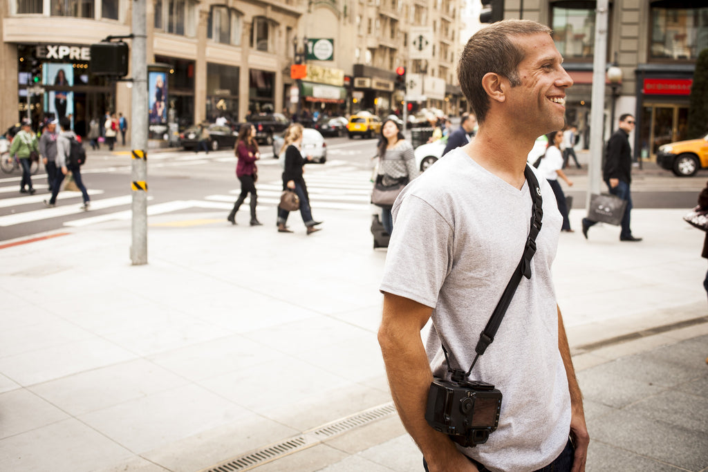 Man wearing camera with Air Strap attached