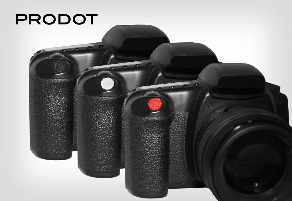 ProDot Shutter Button Upgrade in three colors: black, clear, and red