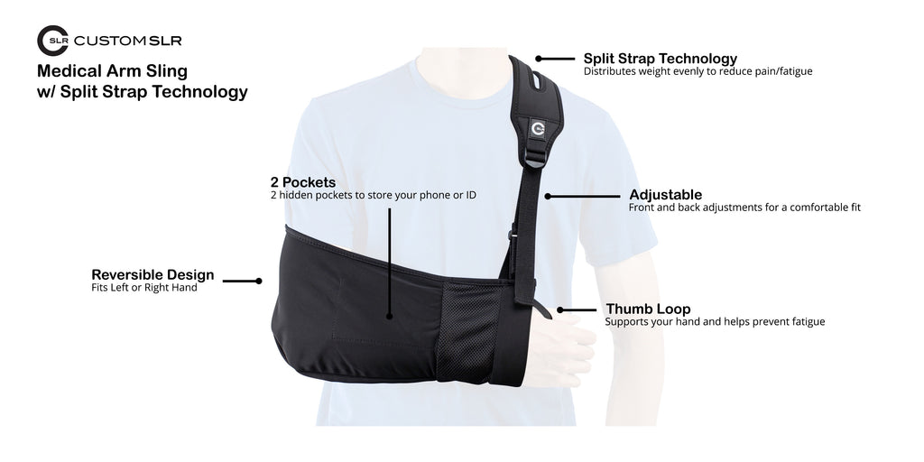 Medical Arm Sling with Split Strap Technology, Ergonomic Design by Custom SLR + Healjoy